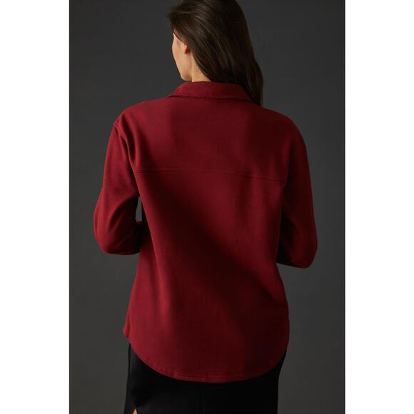 Good American Sueded Fleece 100% Cotton Shacket in Team Cardinal S/M NWT - Picture 10 of 11